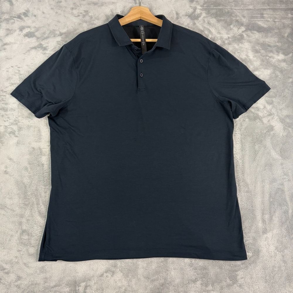 Lululemon Polo Shirt Mens 2XL Dark Blue Evolution Performance Golf Preppy